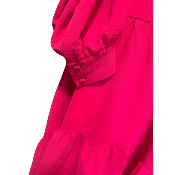 1. State Hot Pink Tiered Long Sleeve Mini Dress Size Large - Picture 4 of 6